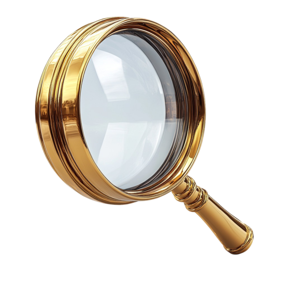 Golden Magnifying Glass with Elegant Handle png