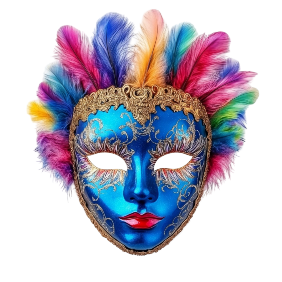 Colorful Feathered Carnival Mask png