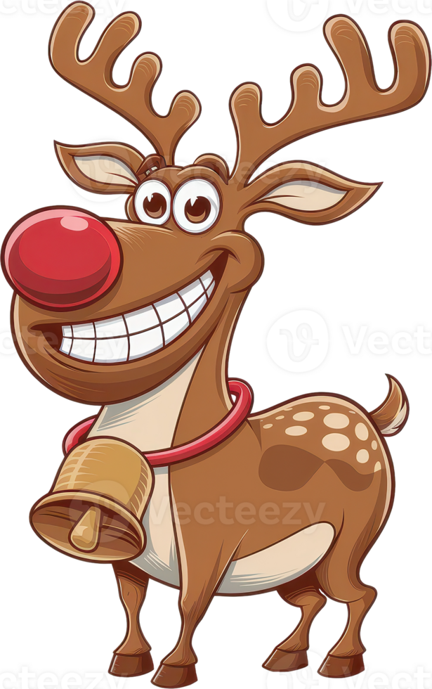 Merry Reindeer with Red Nose Cartoon Character for Christmas png