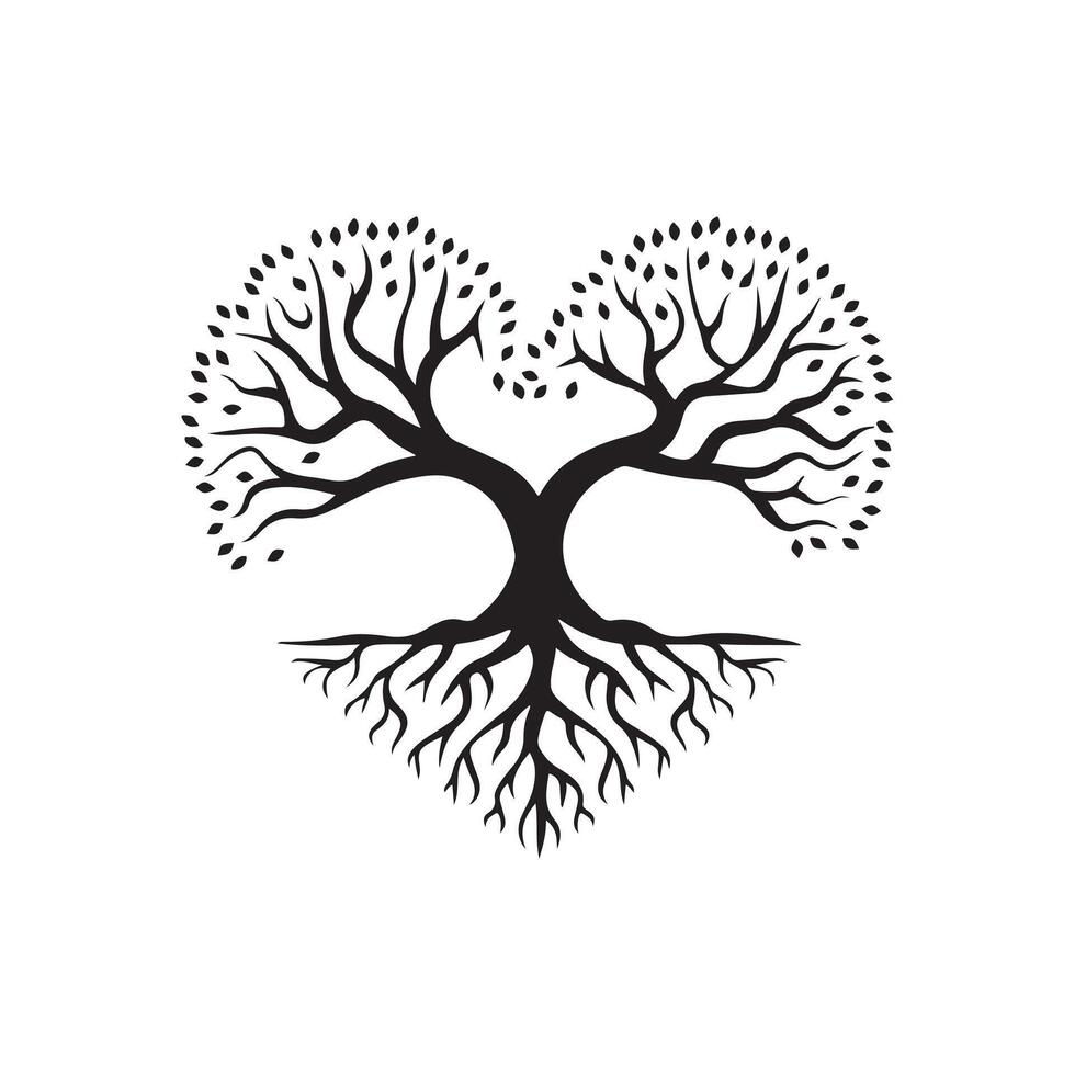 Black Silhouette Tree Forming a Heart Shape vector