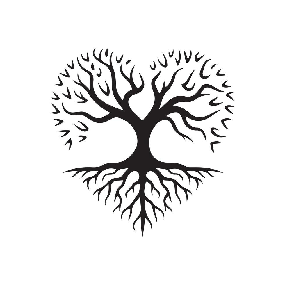 Modern Heart Tree Silhouette Illustration vector