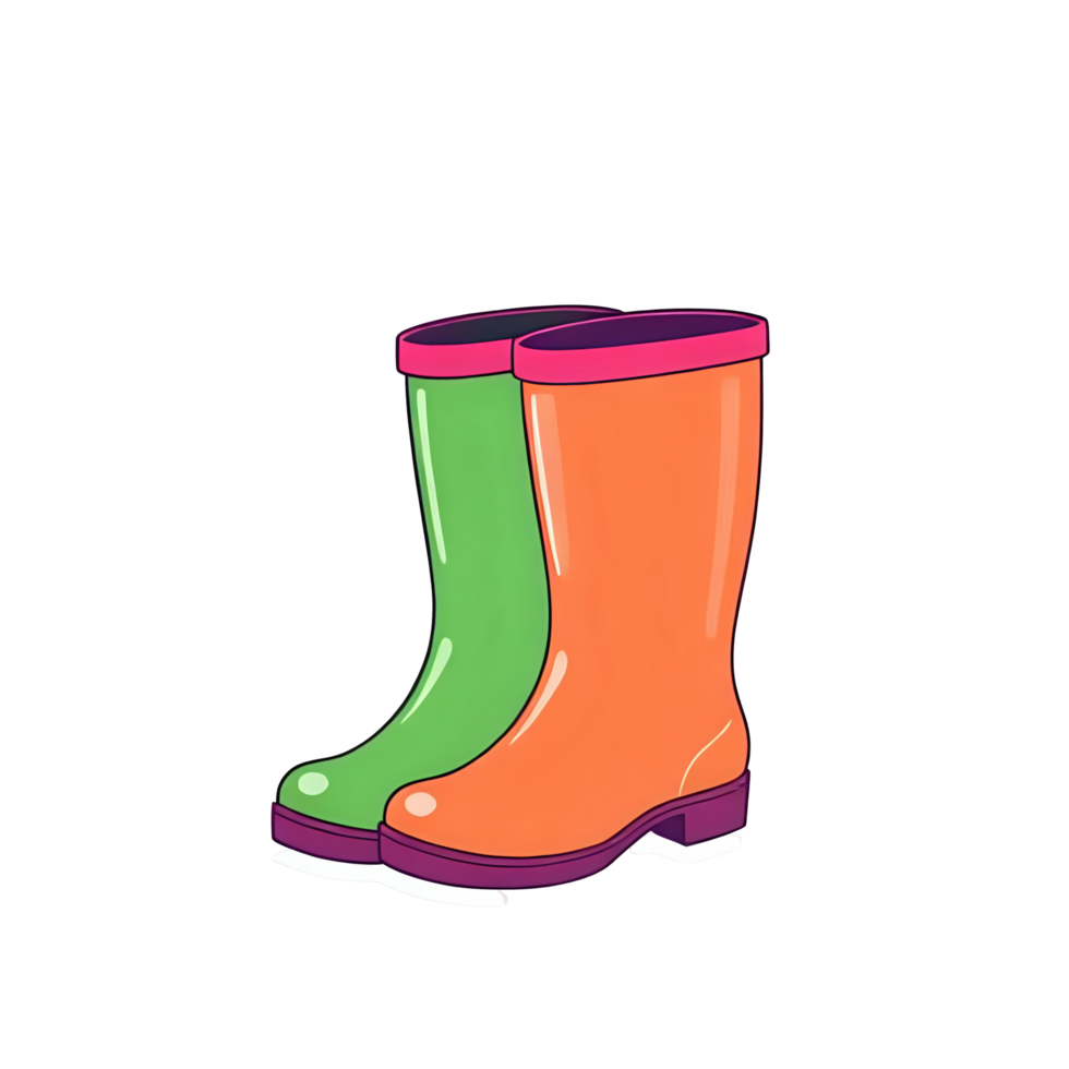 A pair of colorful rain boots png