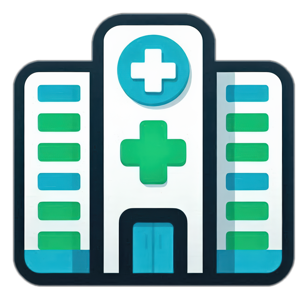 Flat hospital building icon designed for healthcare institutions png