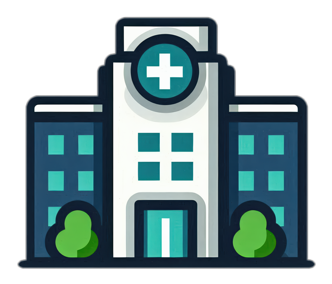 Simple flat hospital building icon png