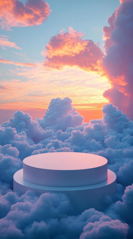 Stunning pastel clouds and serene sky at sunset create a dreamlike atmosphere photo