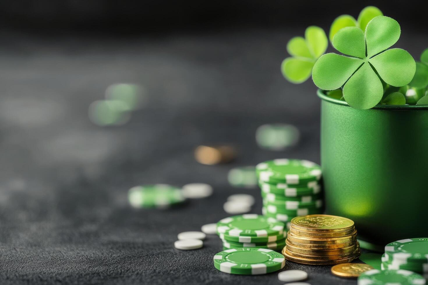 Betting with bitcoin and poker chips in a lively casino atmosphere photo