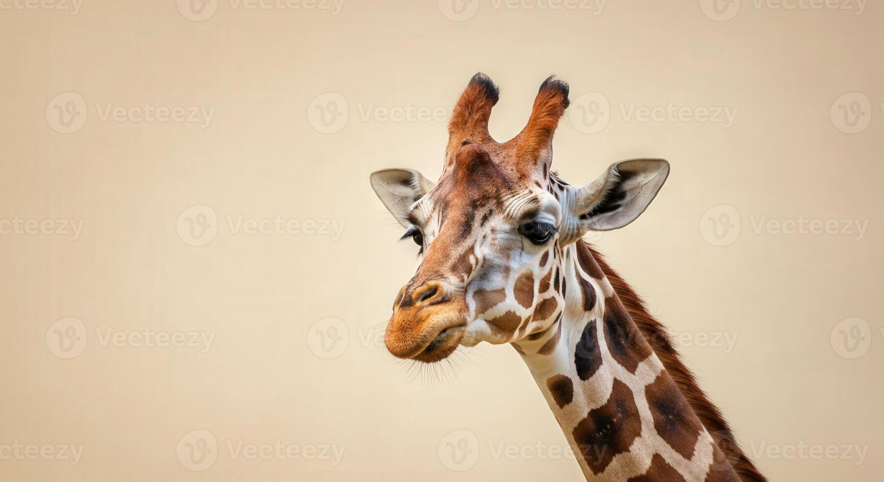 Majestic giraffe portrait on neutral background for wildlife art and decor photo
