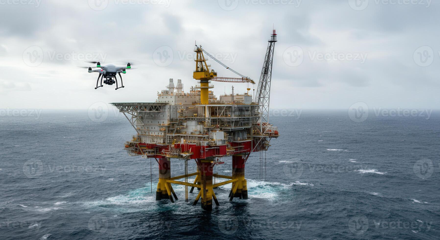 Offshore oil rig inspection using drone technology for efficient maintenance photo