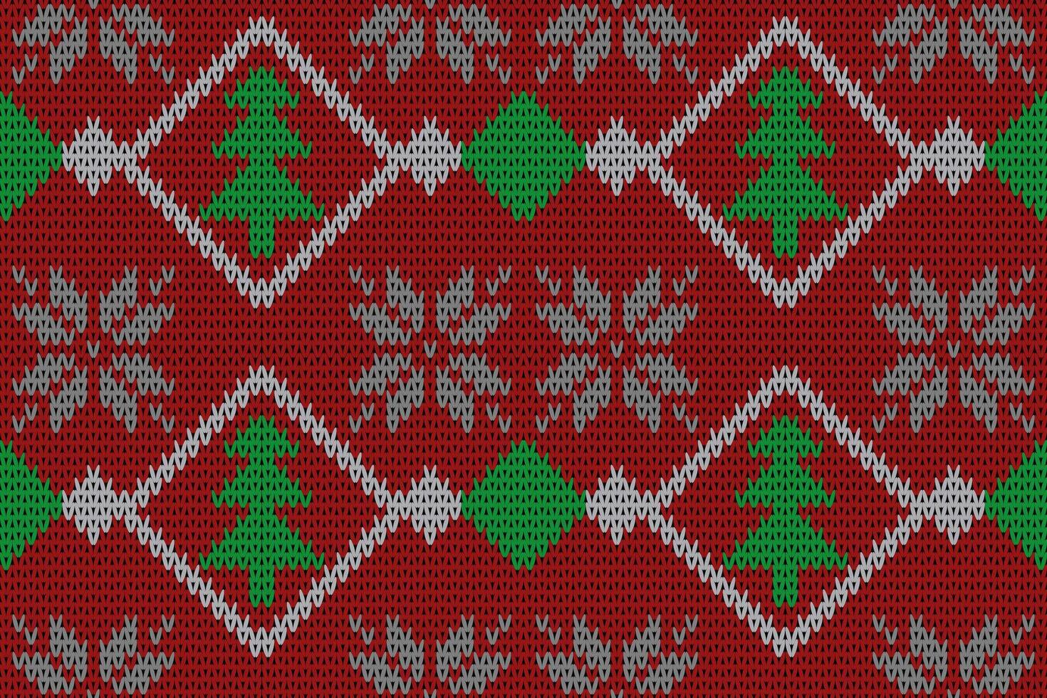 Knitting geometric pattern, Christmas tree knitting background for wallpaper, card, site, fabric, wrapping paper vector