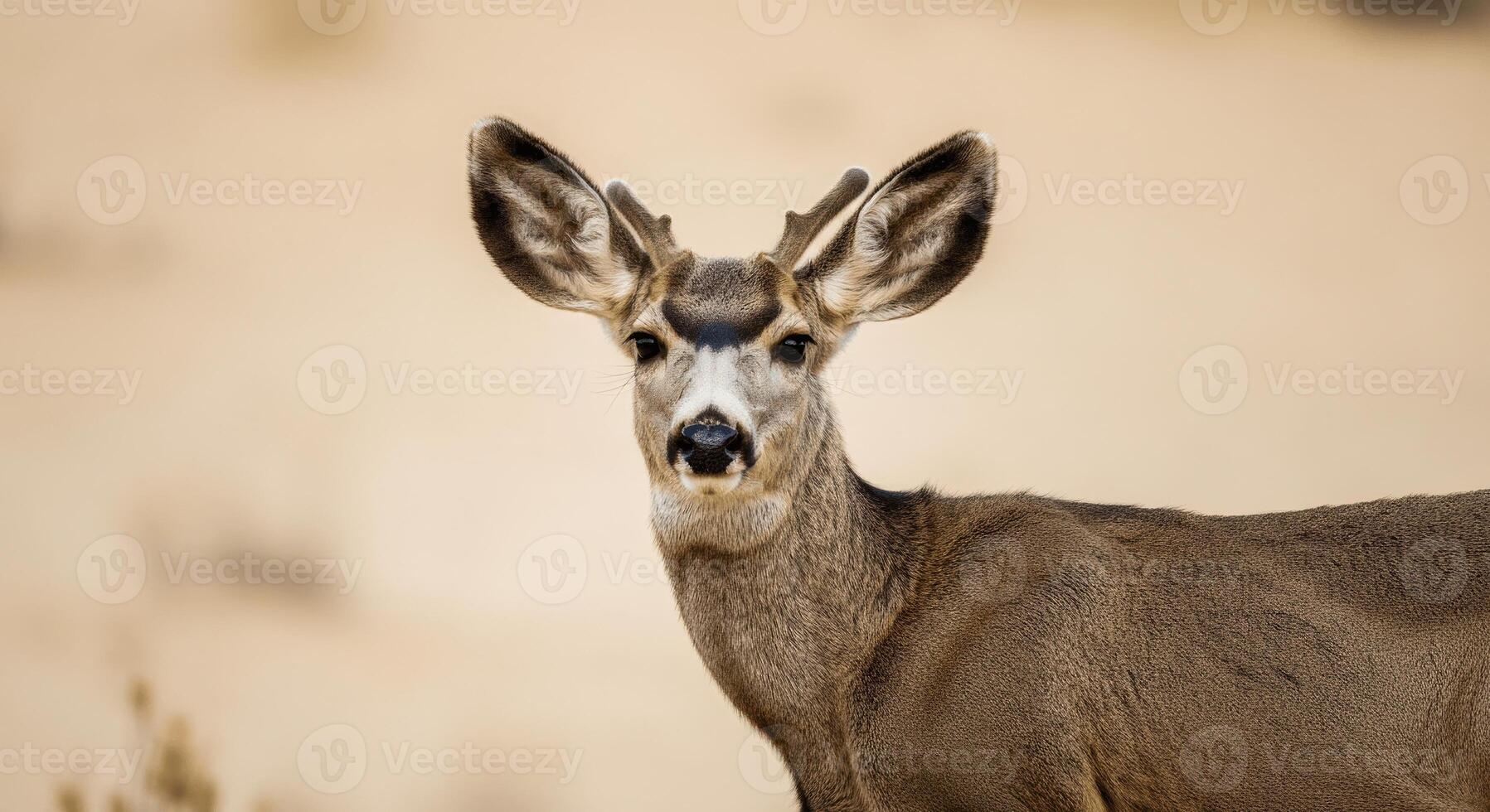 Captivating portrait of a mule deer in natural habitat for wildlife conservation theme photo