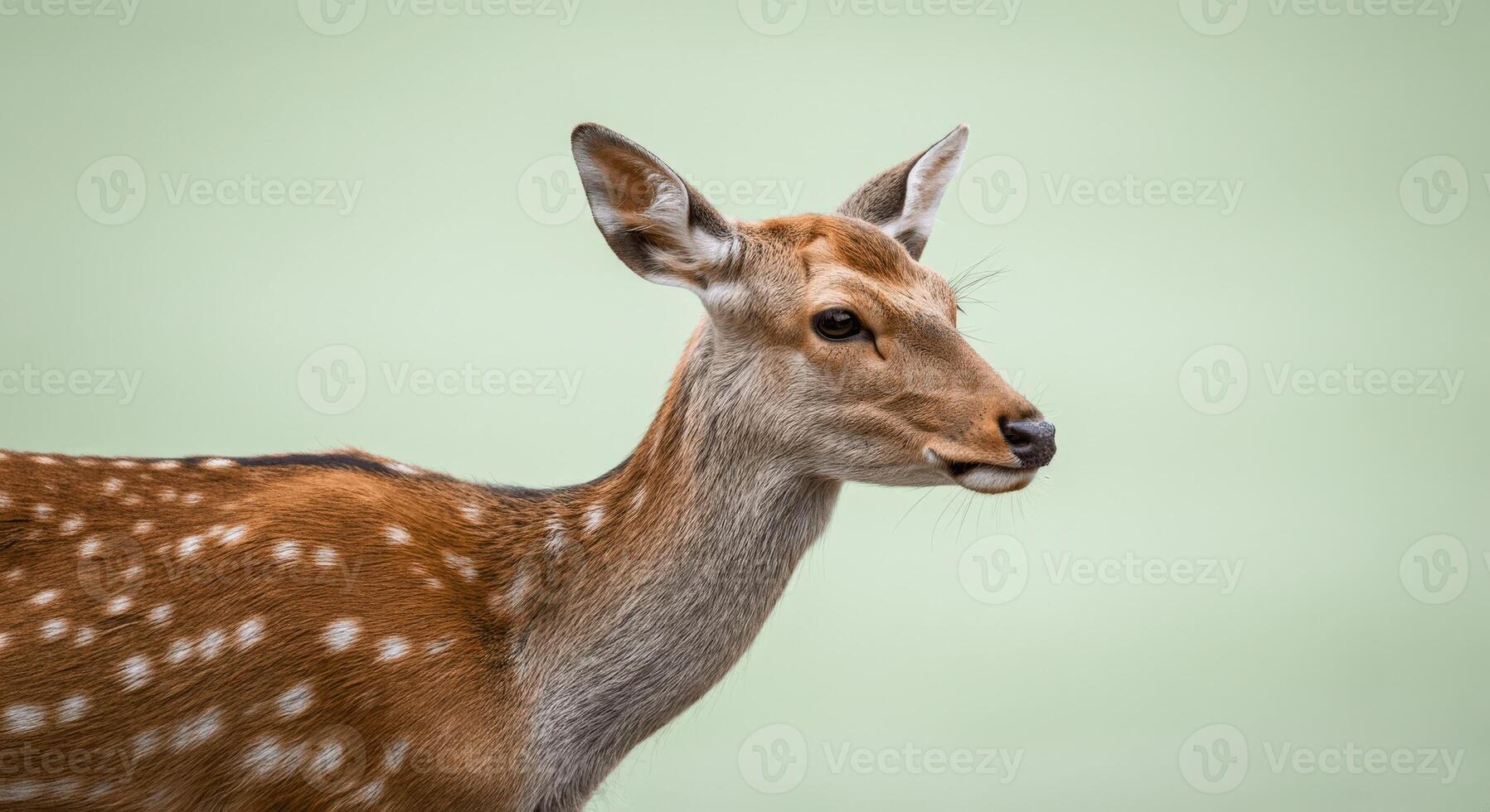 Graceful deer in serene nature setting with soft green background photo