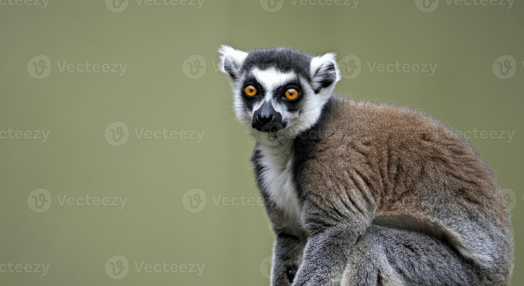 Alert ring-tailed lemur in natural habitat displaying striking features photo