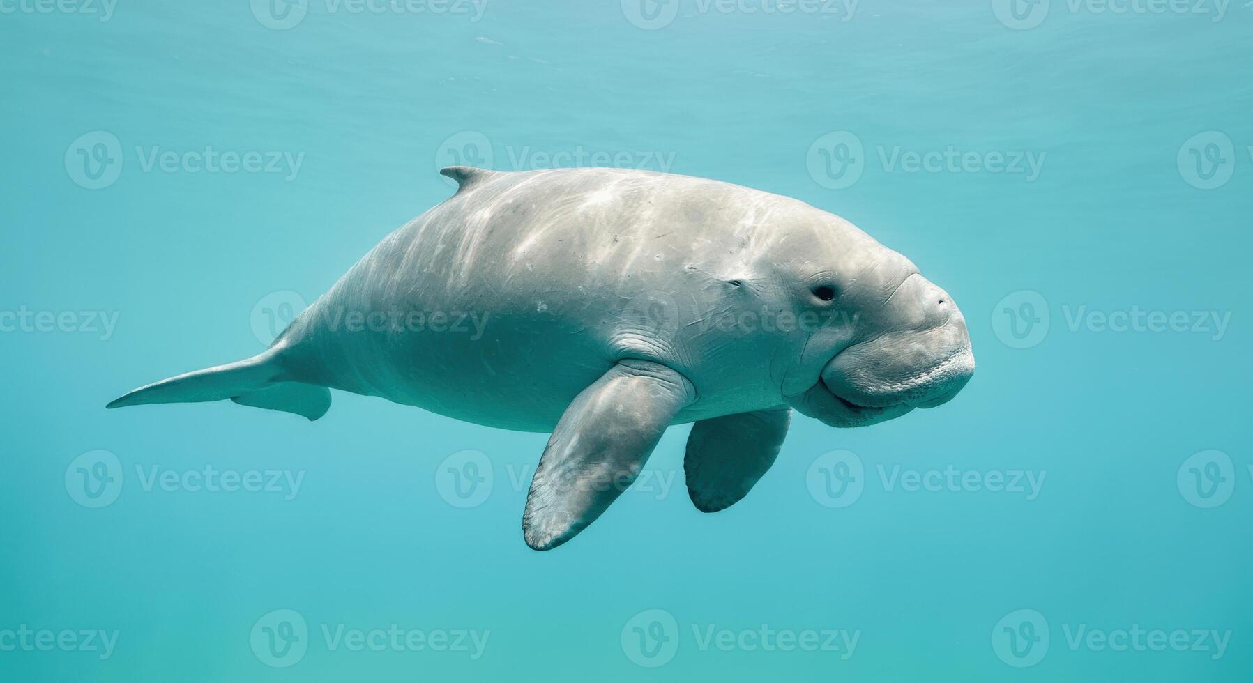 Graceful dugong swimming in tranquil ocean waters photo