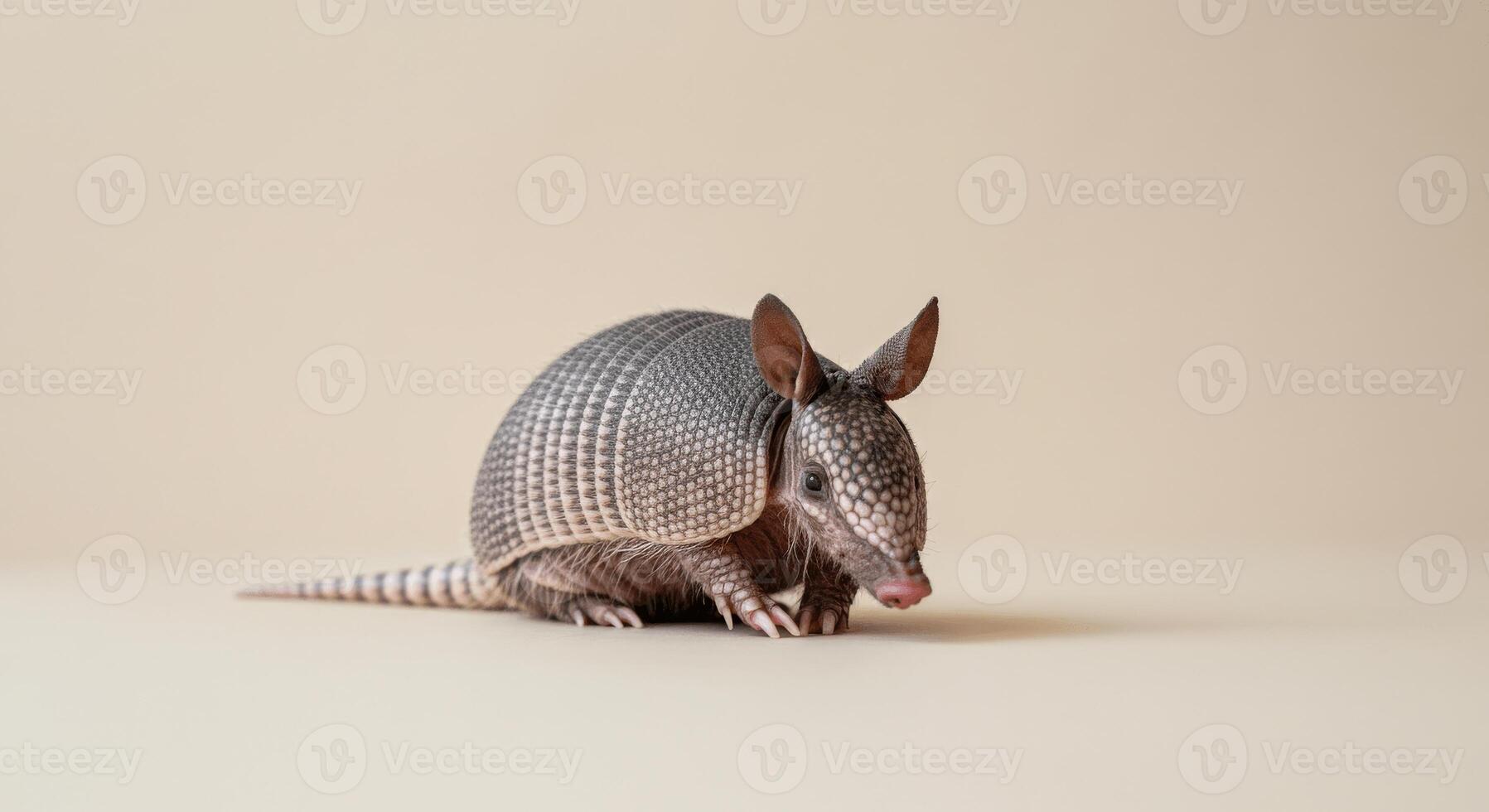 Adorable armadillo in neutral pastel background for nature-themed designs photo