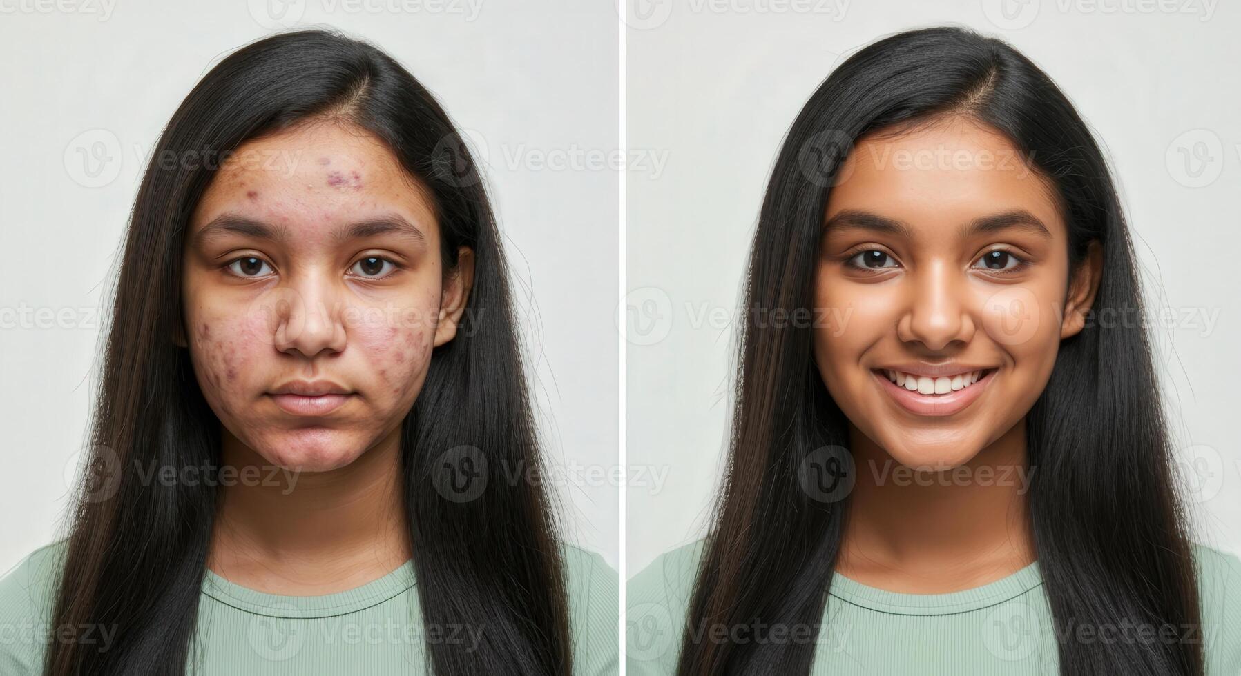 Transformation and confidence boost for young adult female with skincare photo