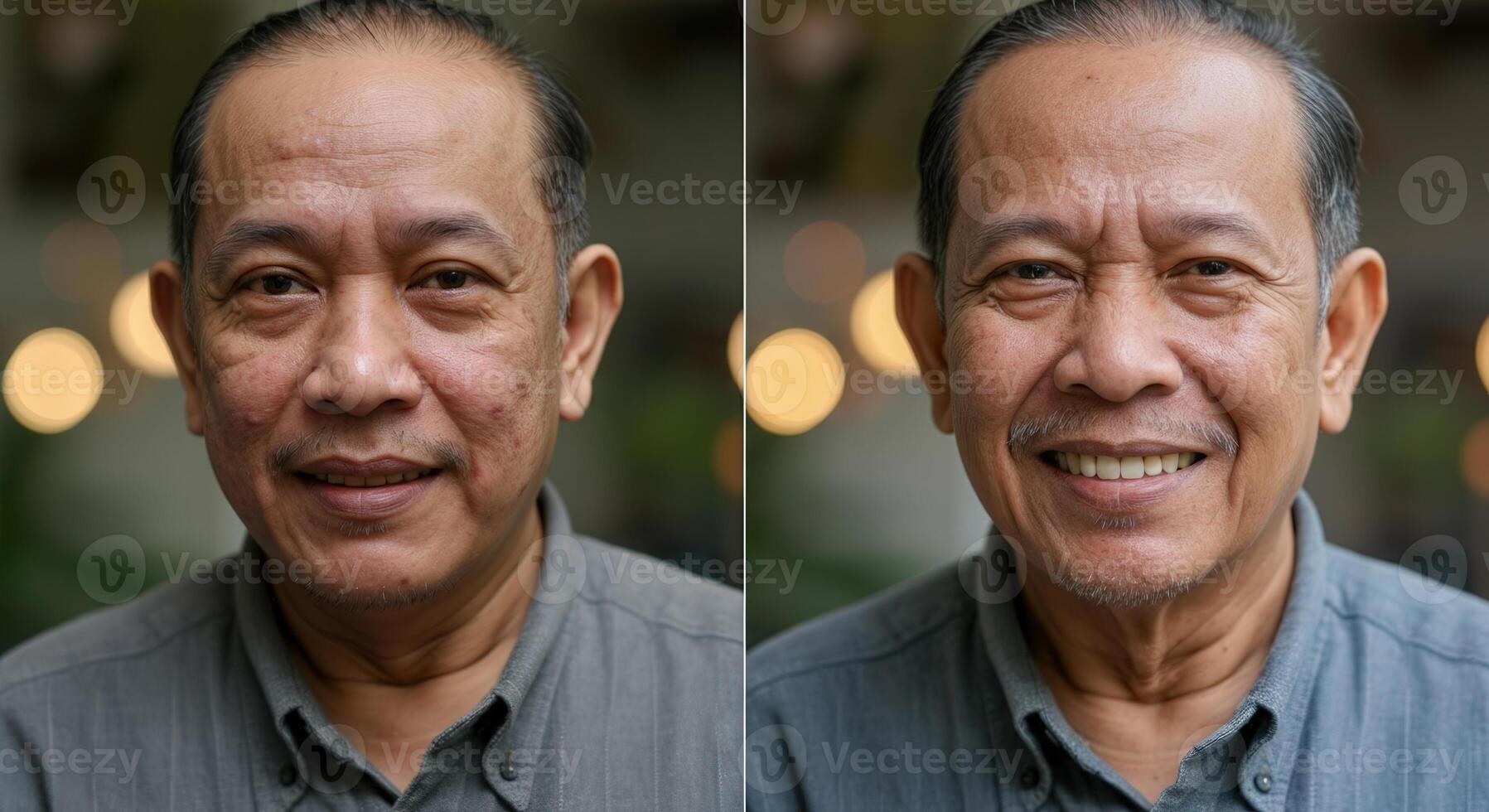 Portrait of mature asian male smiling in natural light for professional headshot or personal branding photo