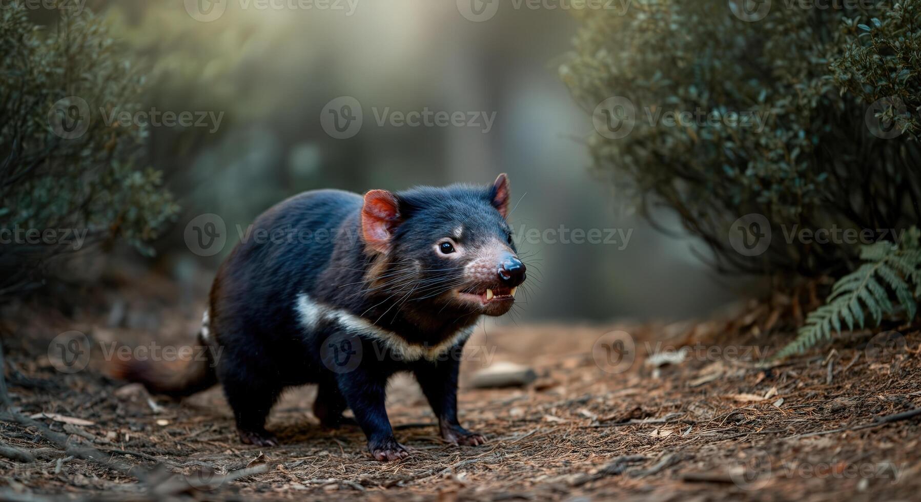 Exploring the wild. tasmanian devil in natural habitat photo