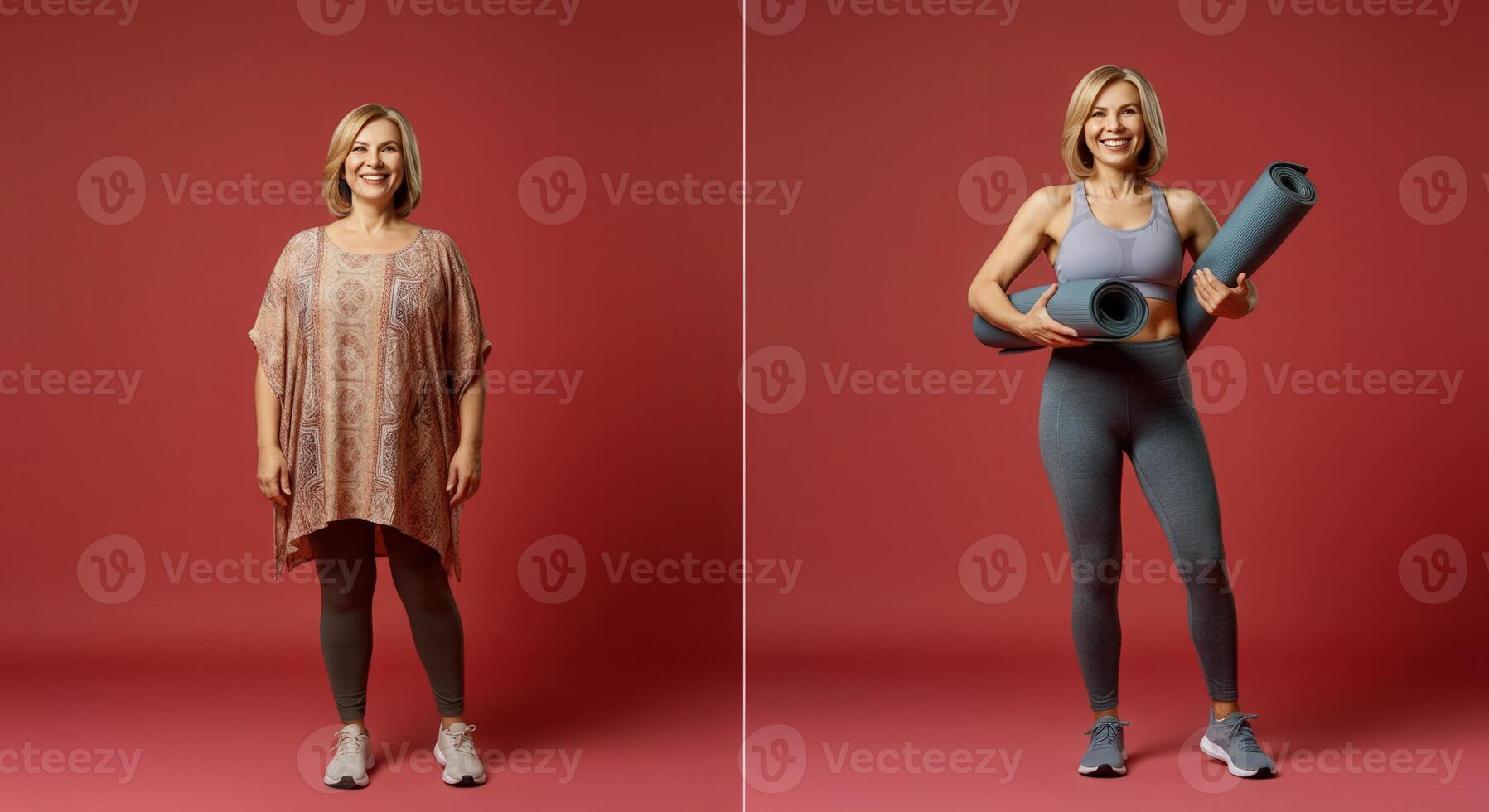 Transformation journey. caucasian female embracing a fit lifestyle with exercise photo
