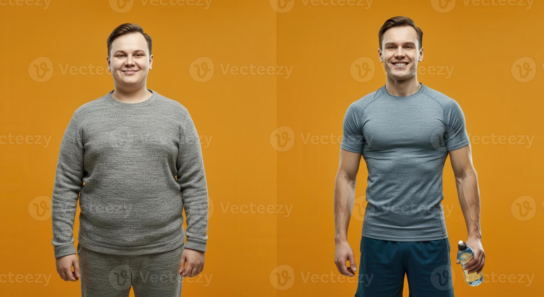 Transformation journey of a young caucasian male. fitness and motivation concept photo