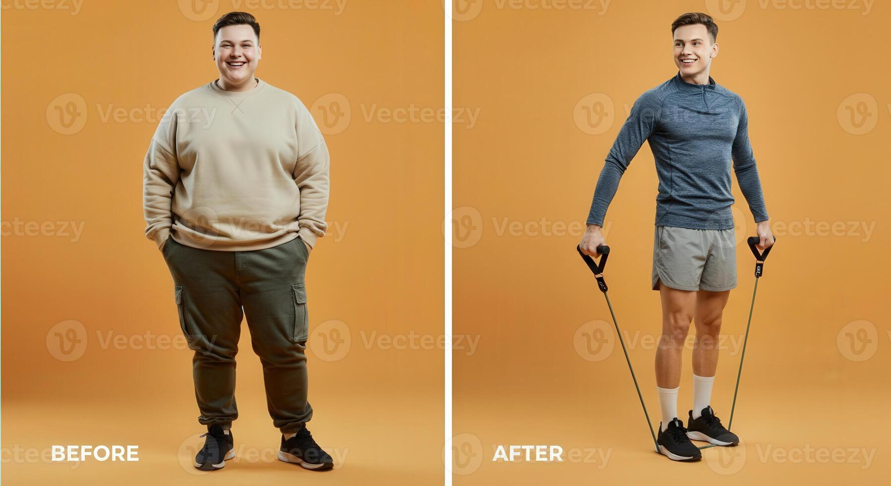 Transformation journey of young hispanic male fitness enthusiast for health inspiration photo