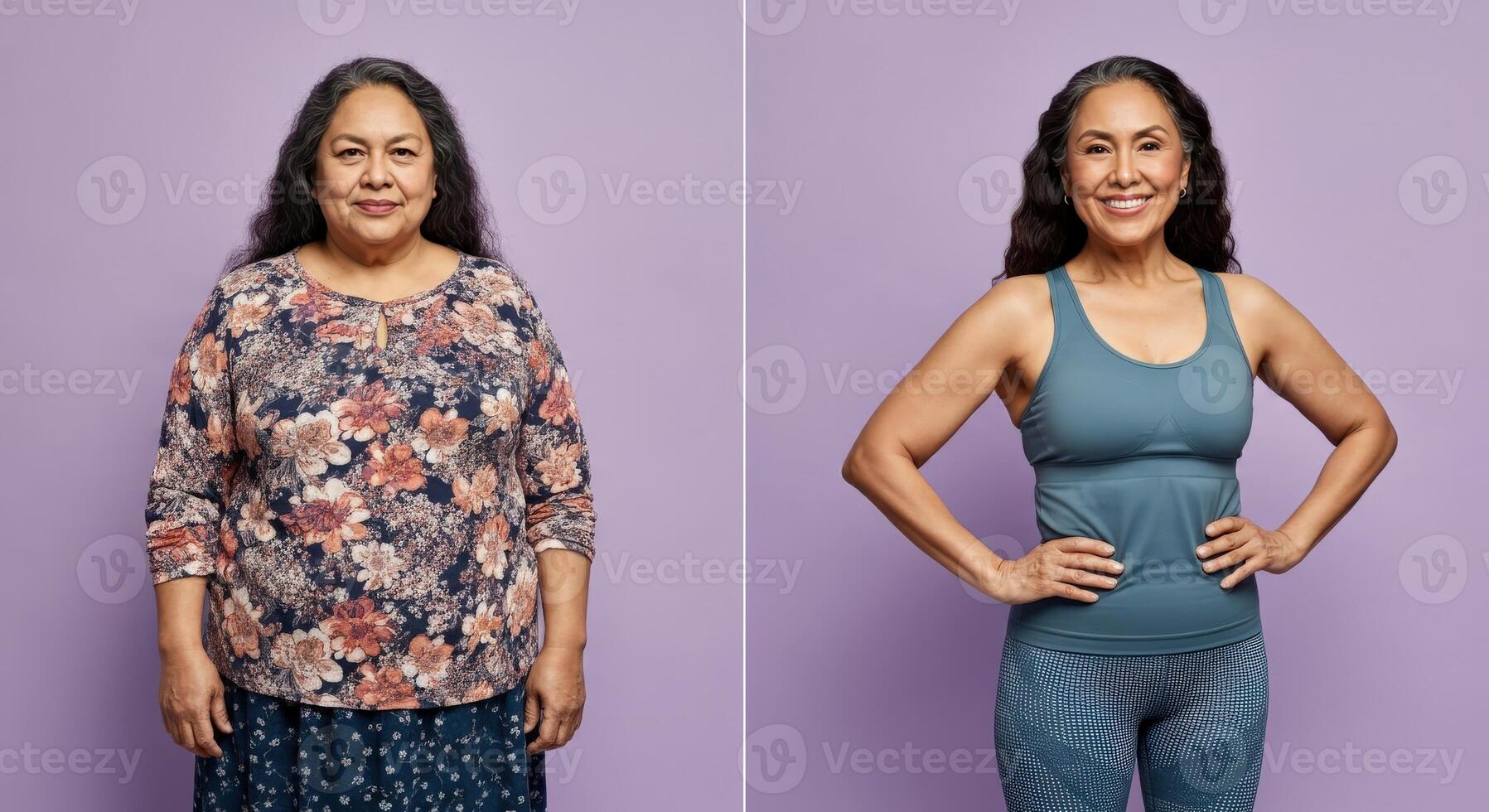 Transformation journey. before and after wellness concept for lifestyle and fitness motivation photo