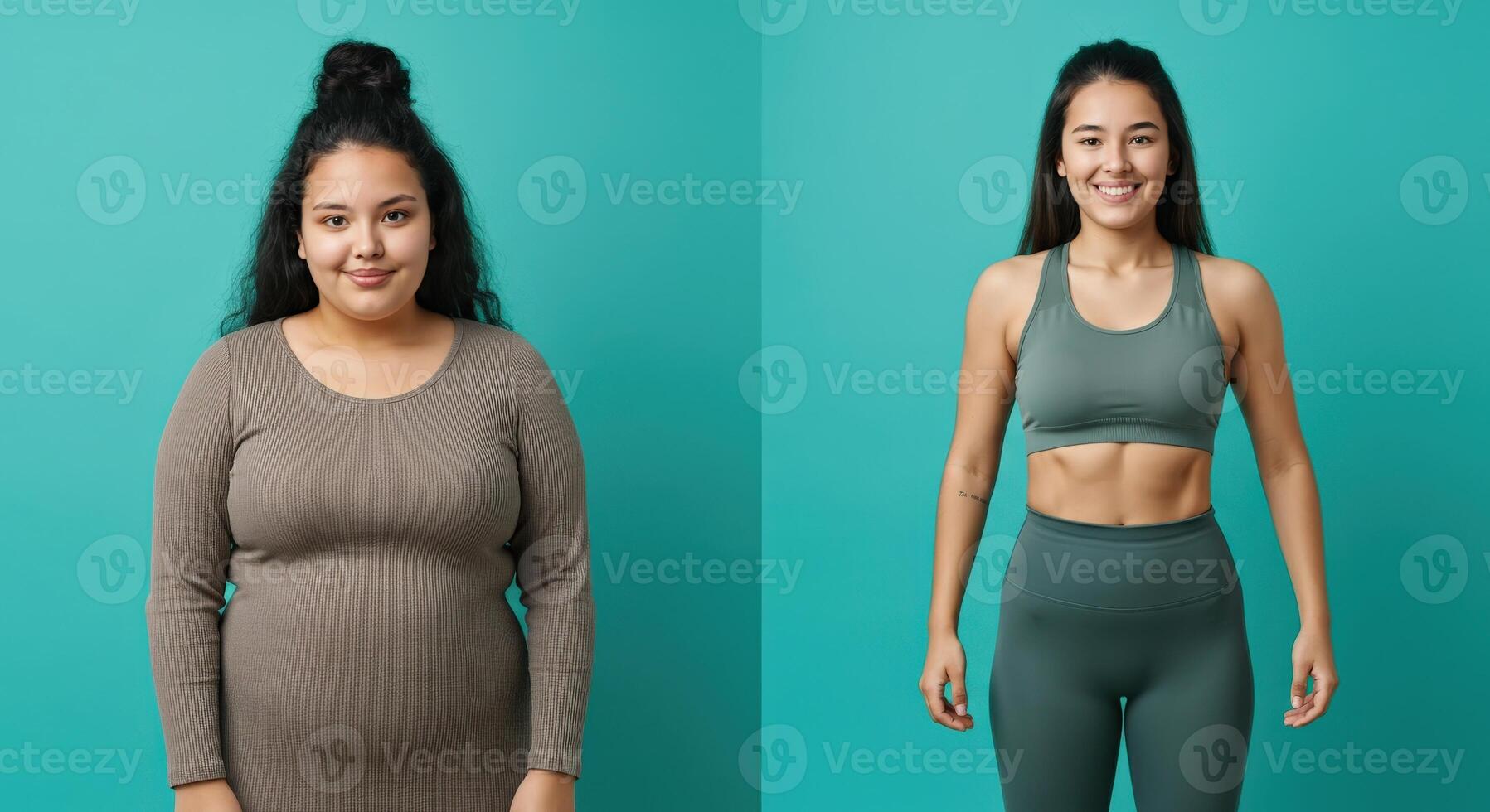 Transformation journey, fitness and motivation for health and wellness inspiration photo