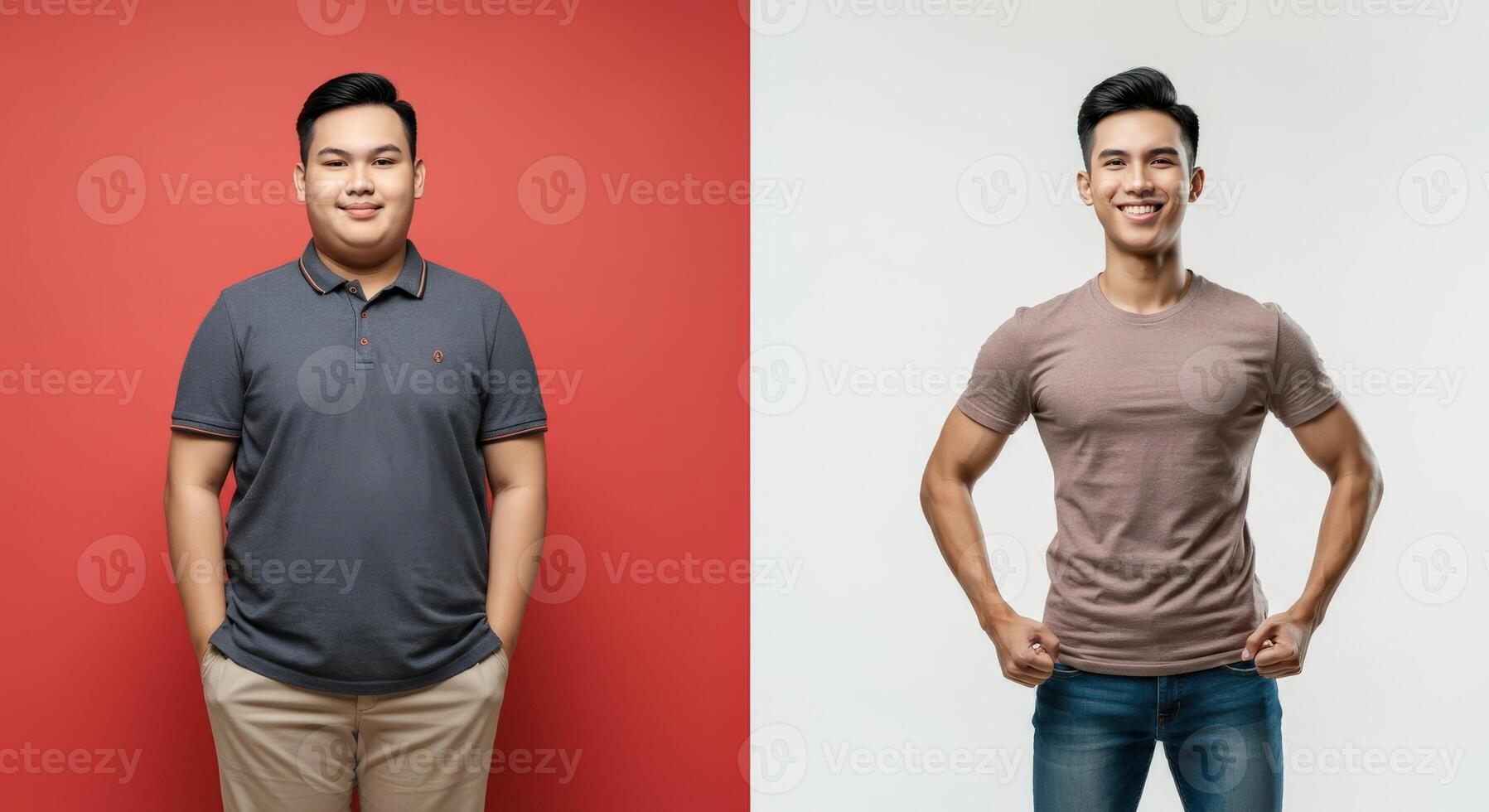 Transformation journey concept featuring diverse models for fitness and health inspiration photo