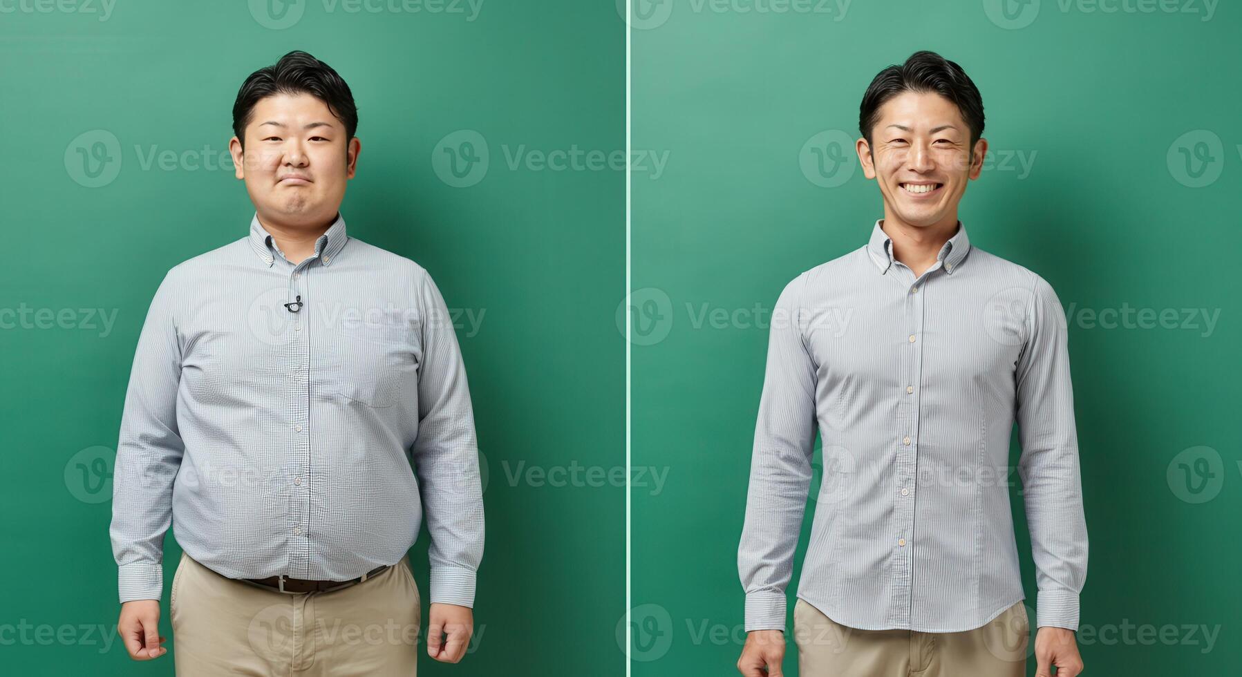 Transformation journey, before and after weight loss, health improvement, fitness progress for lifestyle change photo