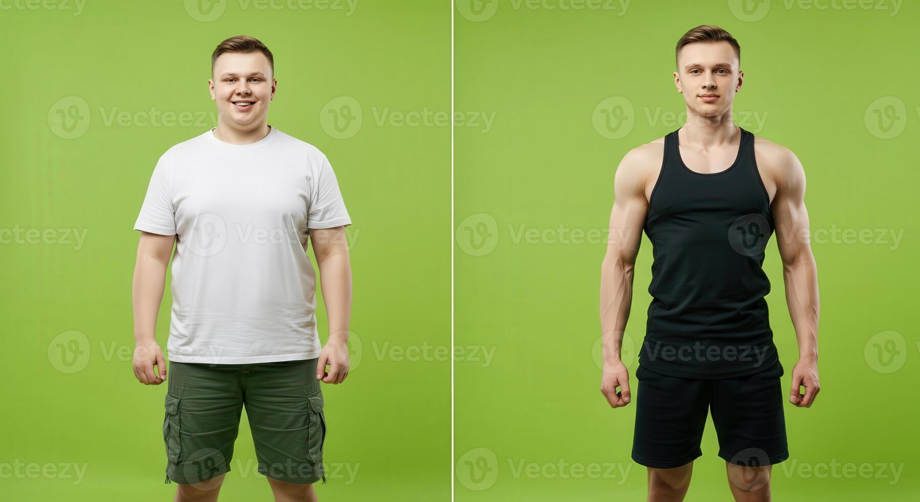 Transformation journey concept showcasing physical fitness and lifestyle change for health awareness photo