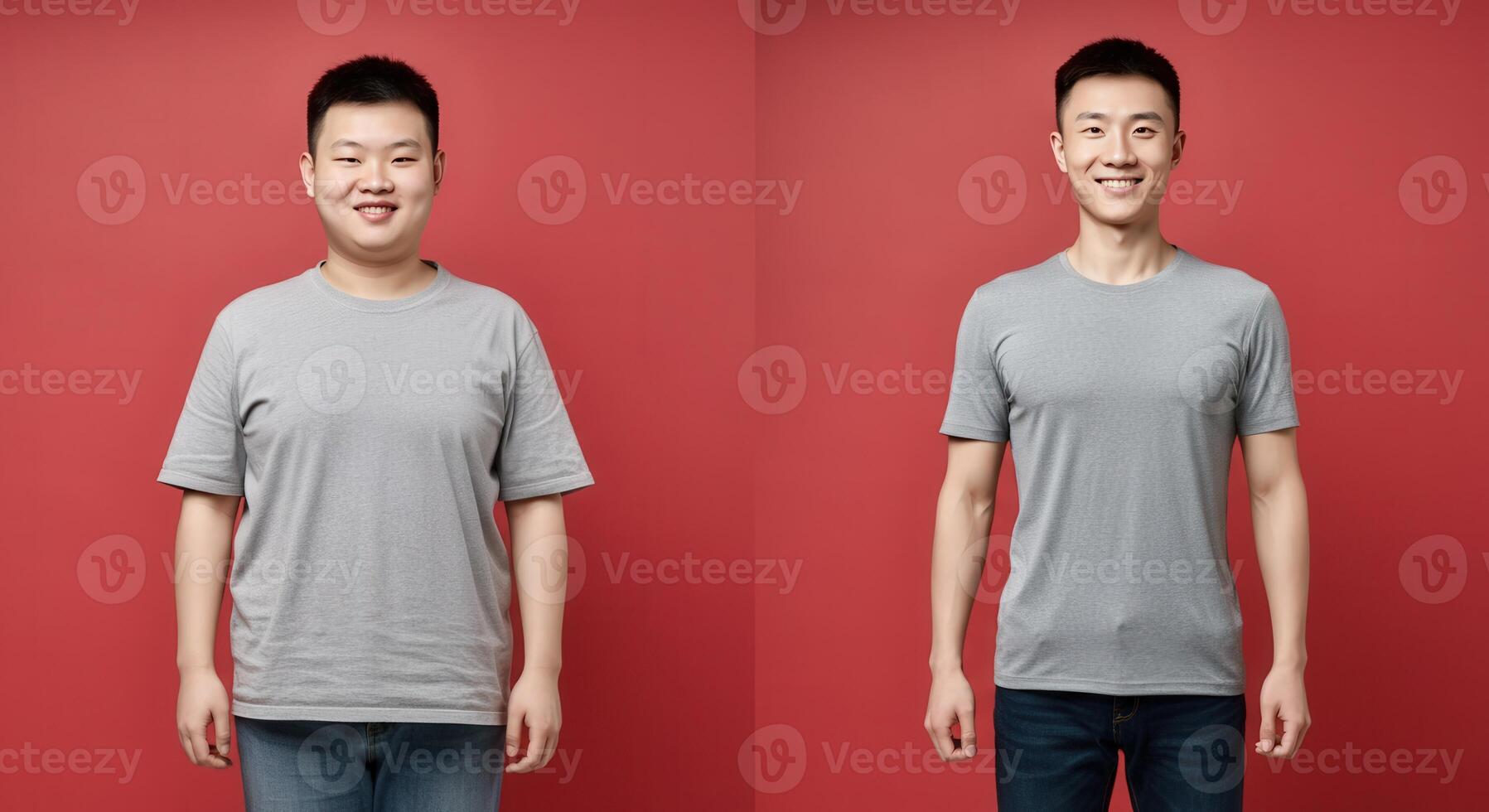 Transformation journey before and after weight loss concept for health and fitness motivation photo