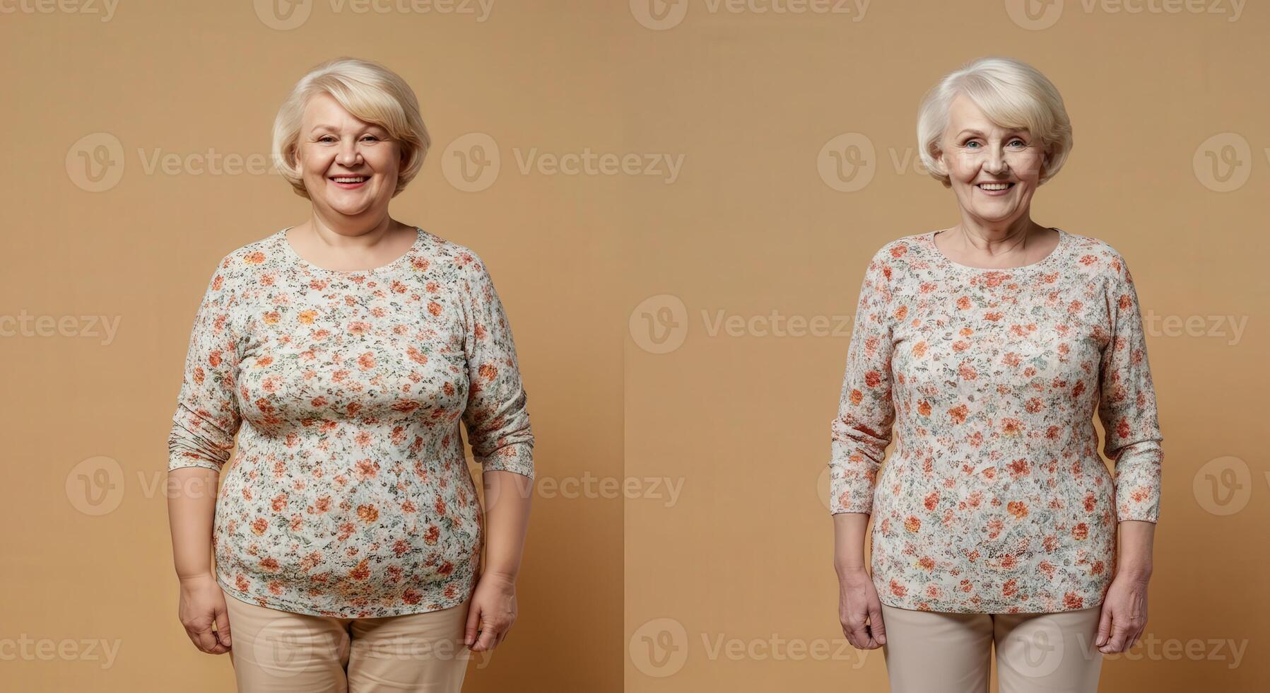 Portraits of mature women in floral attire highlighting diversity and elegance photo