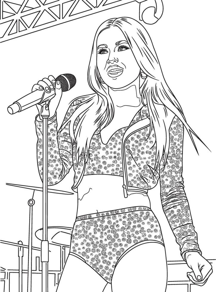 a person singing a song on stage line art silhouette vector