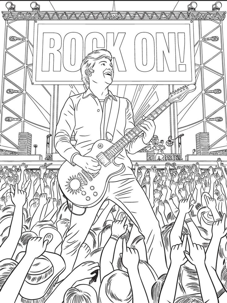 a person singing a song on stage line art silhouette vector