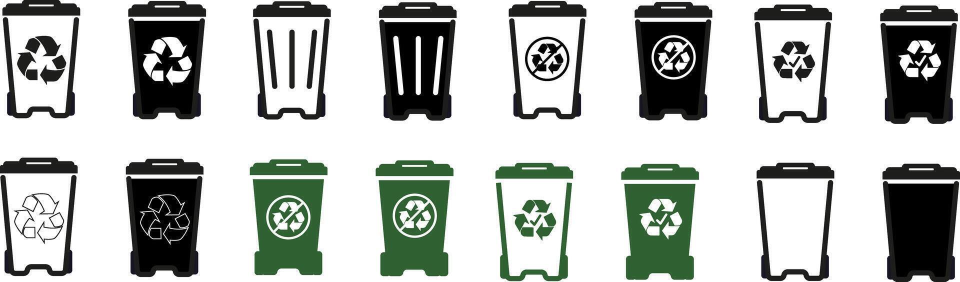 trash bin or recycling bin icons collection. vector