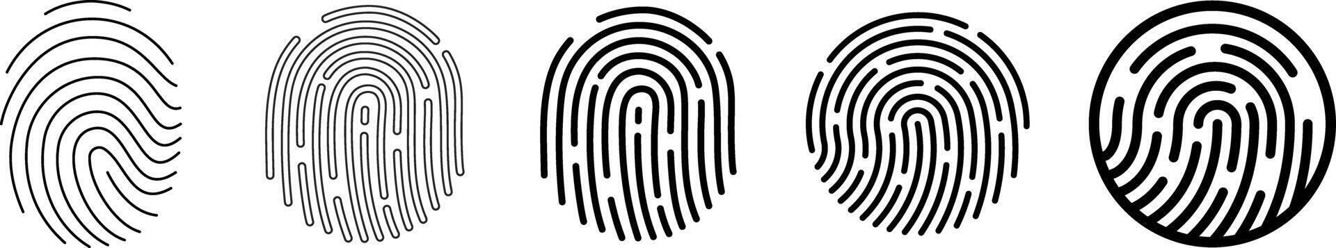 Fingerprint scanner icon set isolated on transparent background. vector