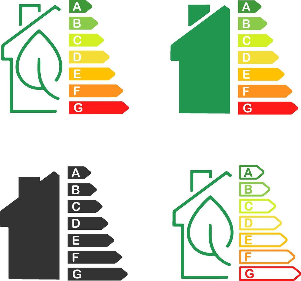 Energy efficient home editable stroke outline icon set isolated on white background. vector