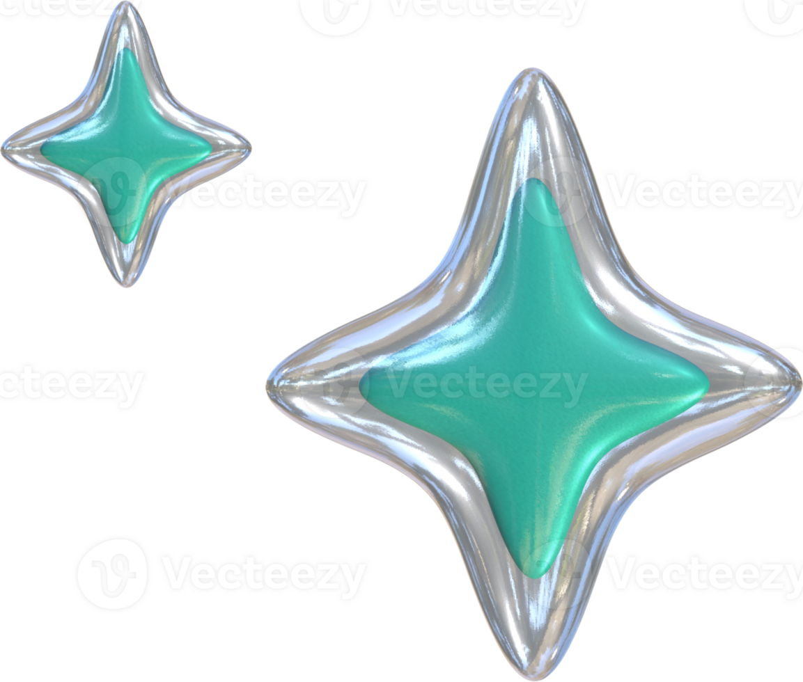 green sparkling Stars png