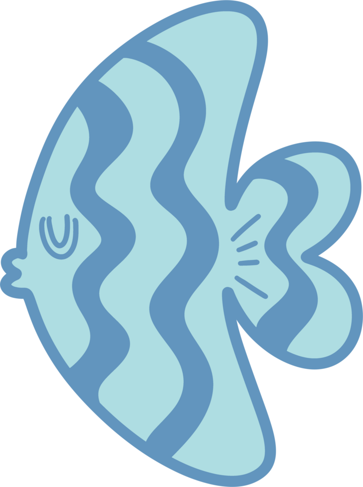 blå fisk pastell översikt png