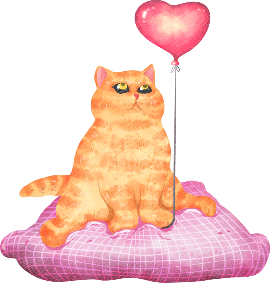 lazy cat watercolor drawing png