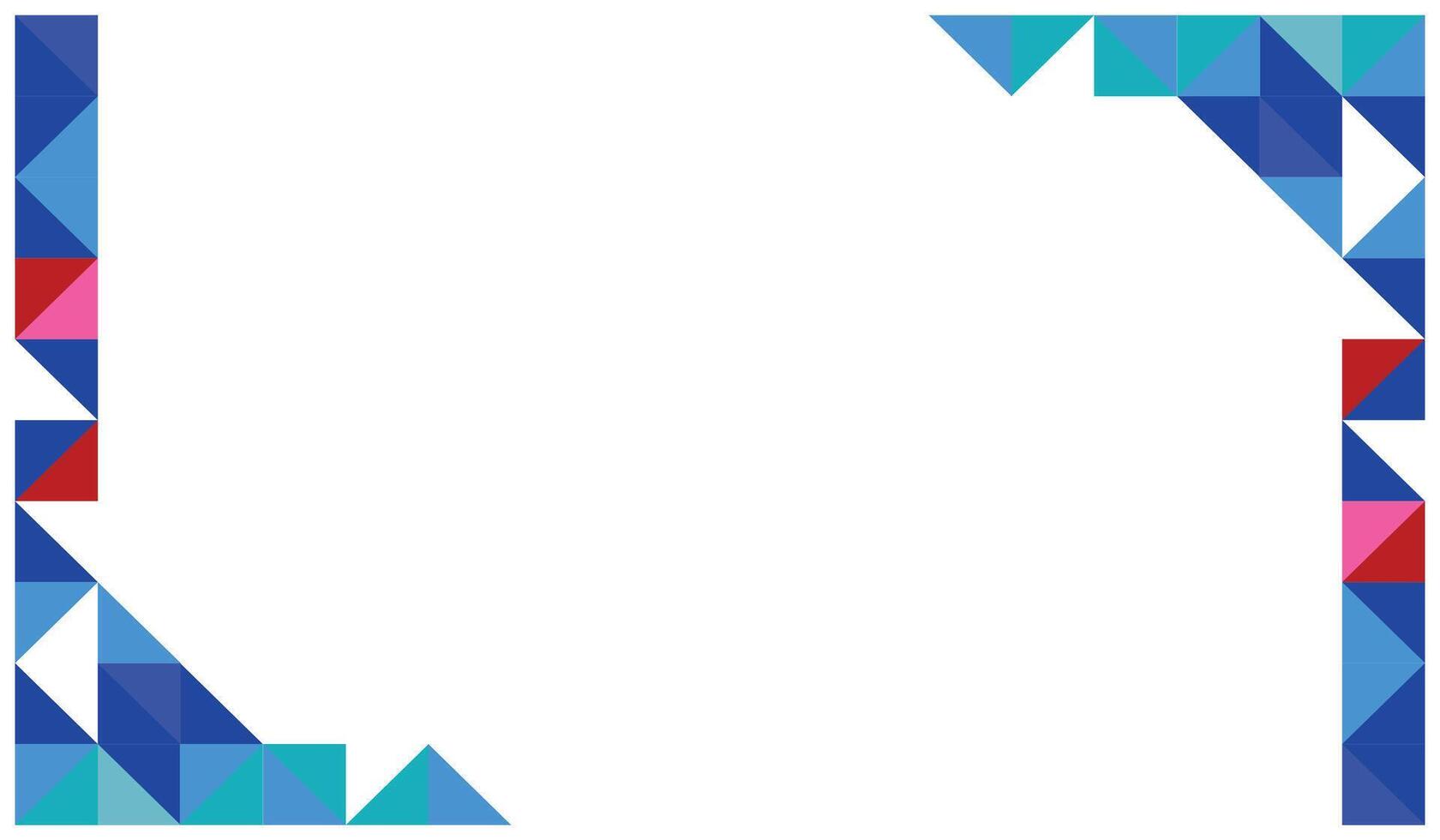 Blue abstract geometric background with copy space for text. Background with a white base with a geometric pattern involving triangles, squares, with interesting colors vector