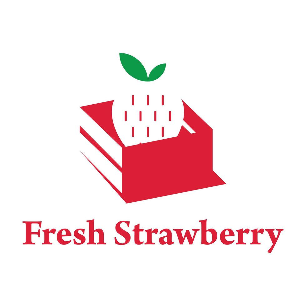 fresh strawberry flat minimalist logo design vector