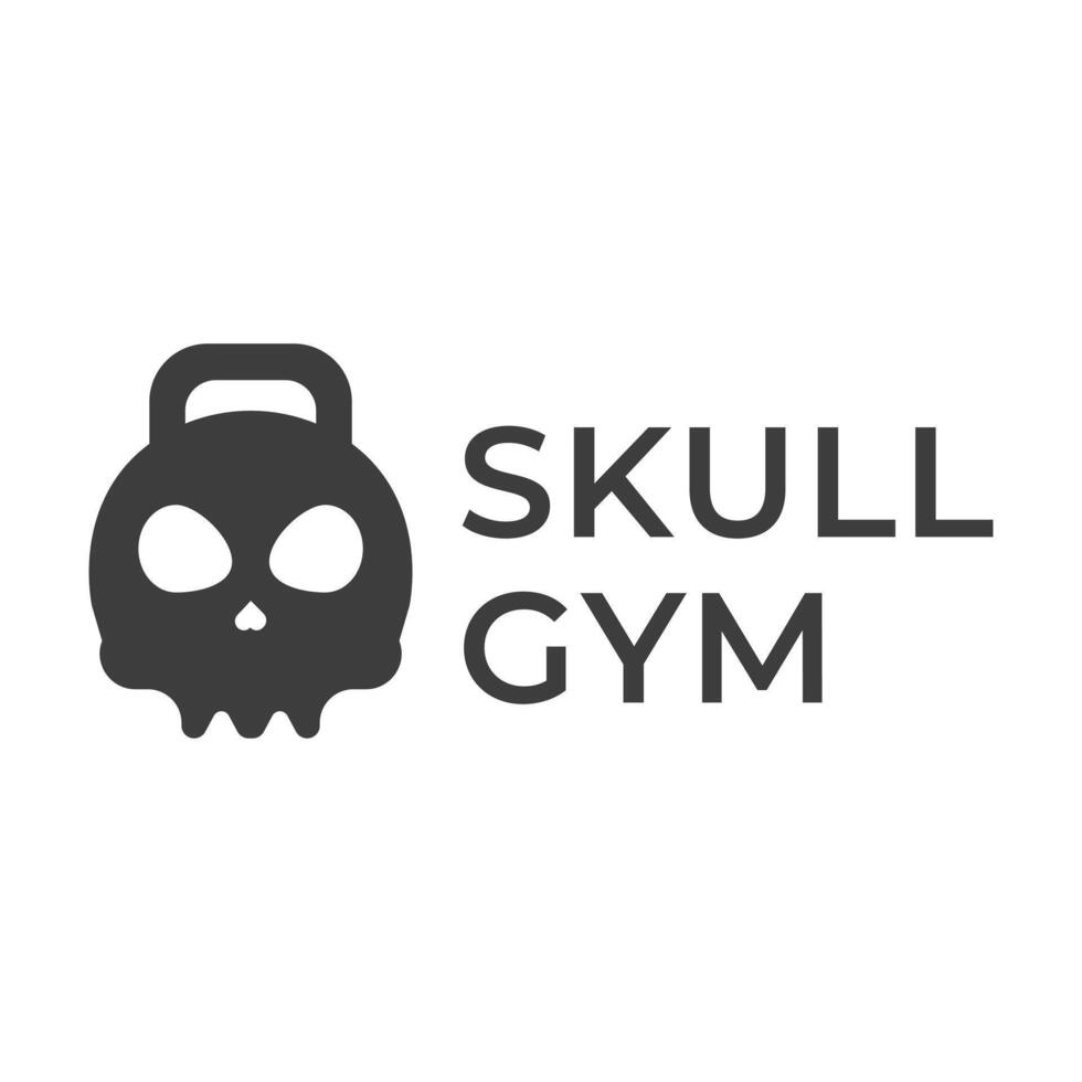 skull gym flat minimalist logo design vector