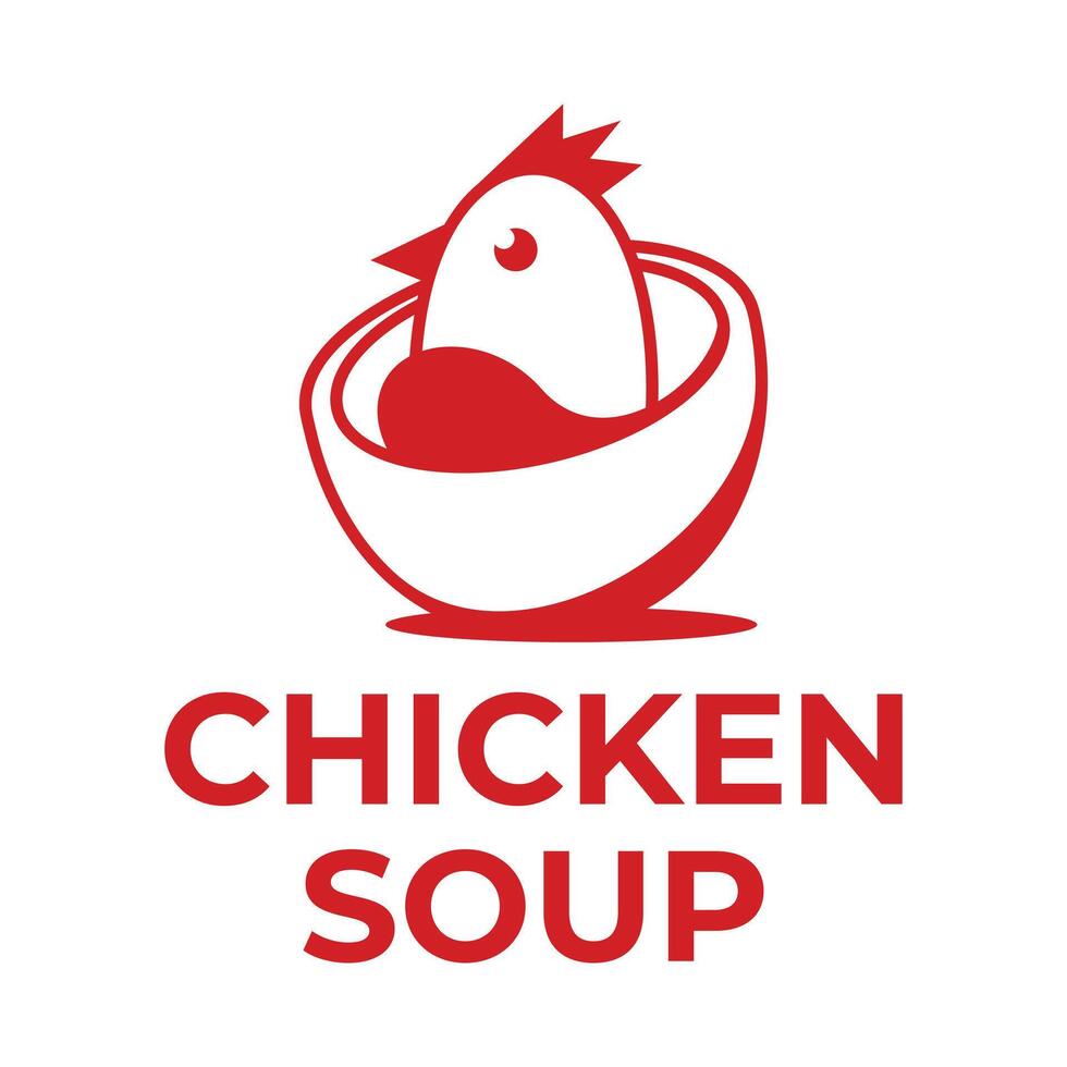 chicken soup flat minimalist logo design vector