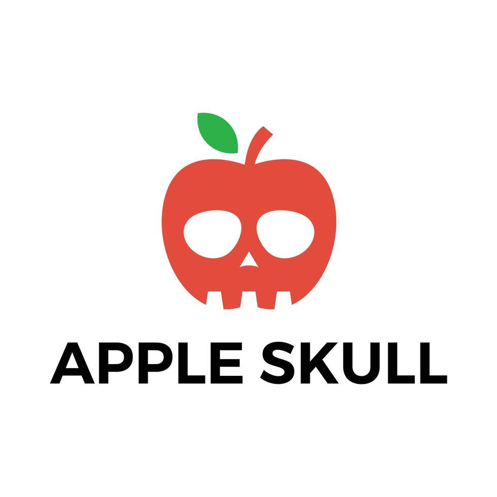 apple skull flat minimalist logo design vector