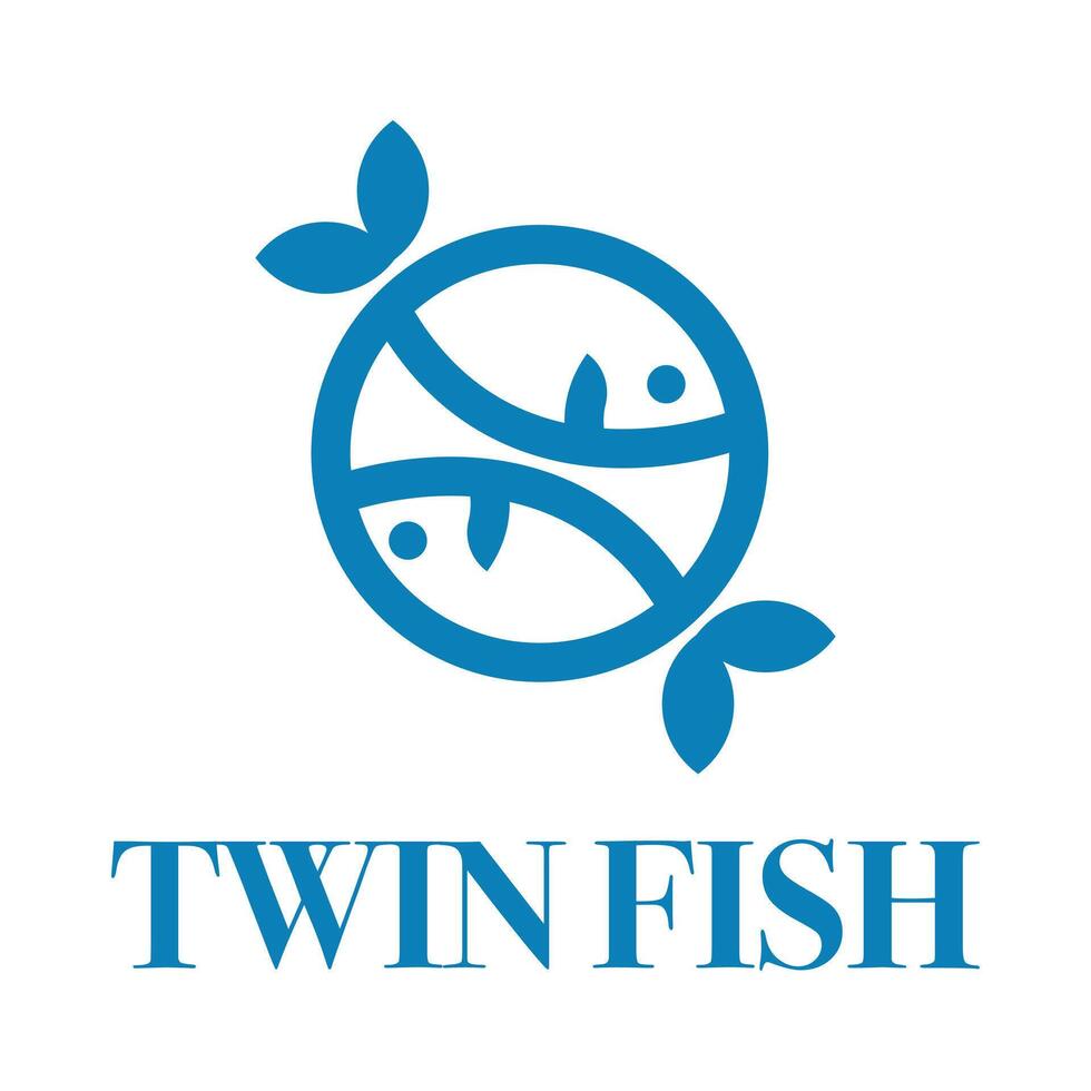 twin fish flat minimalist logo design vector