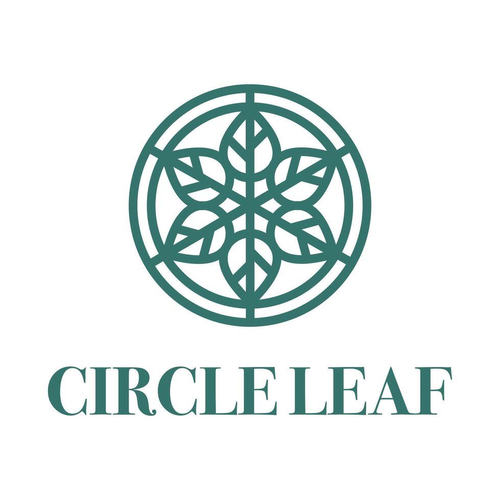 circle leaf flat minimalist logo design vector