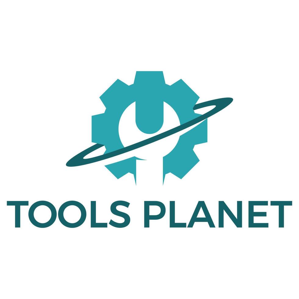 tools planet flat minimalist logo design vector