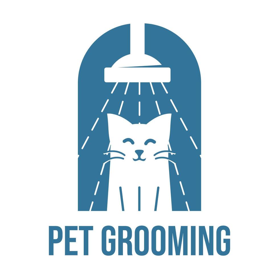pet grooming salon flat minimalist logo design vector