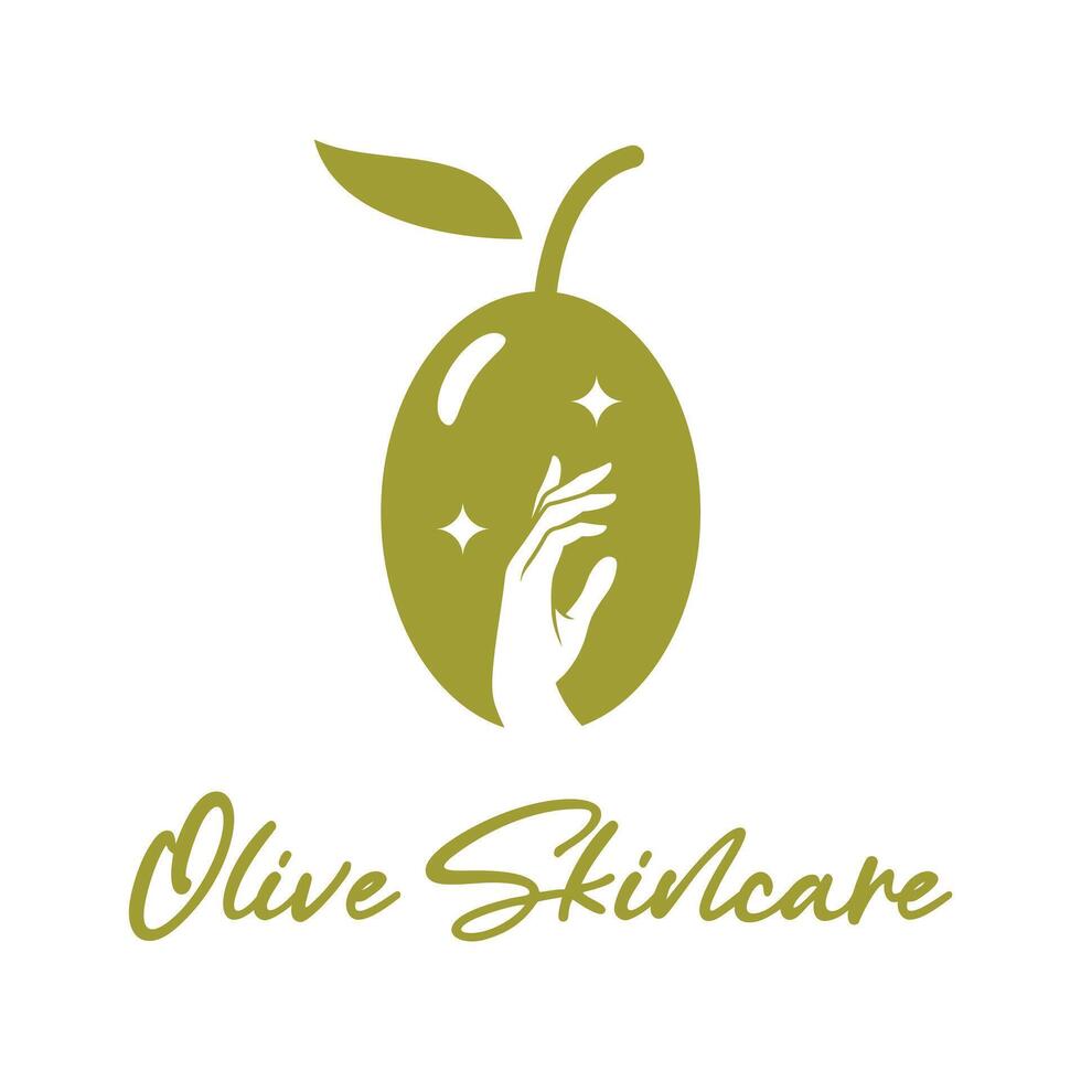 olive skincare flat minimalist logo design vector