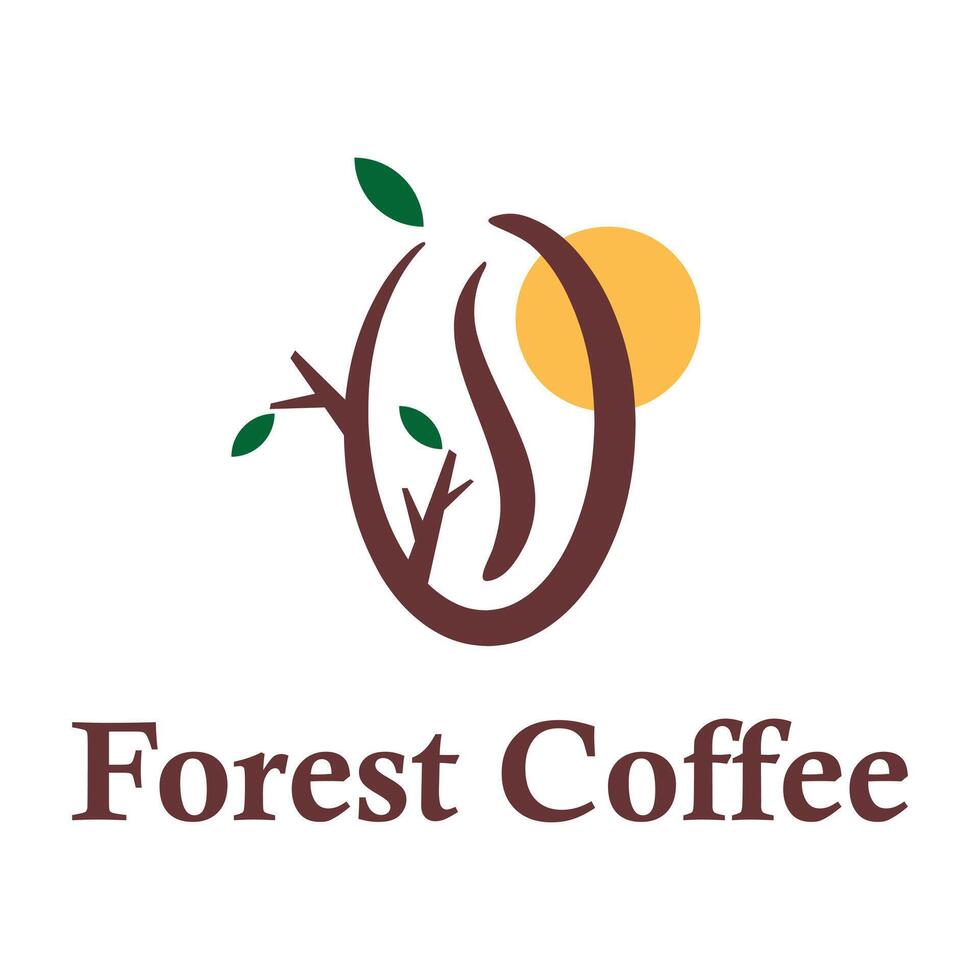 forest coffee flat minimalist logo design vector